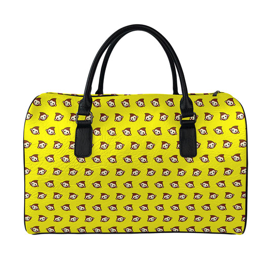 Monkey Emoji Pattern Print Leather Duffle Bag