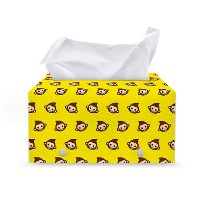 Monkey Emoji Pattern Print Leather Tissue Box Cover