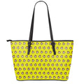 Monkey Emoji Pattern Print Leather Tote Bag With Zipper