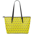 Monkey Emoji Pattern Print Leather Tote Bag