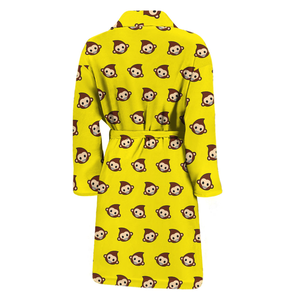 Monkey Emoji Pattern Print Men's Bathrobe