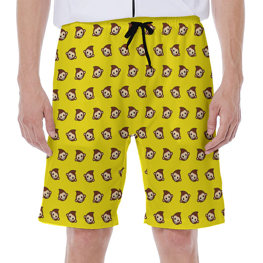Monkey Emoji Pattern Print Men's Beach Shorts