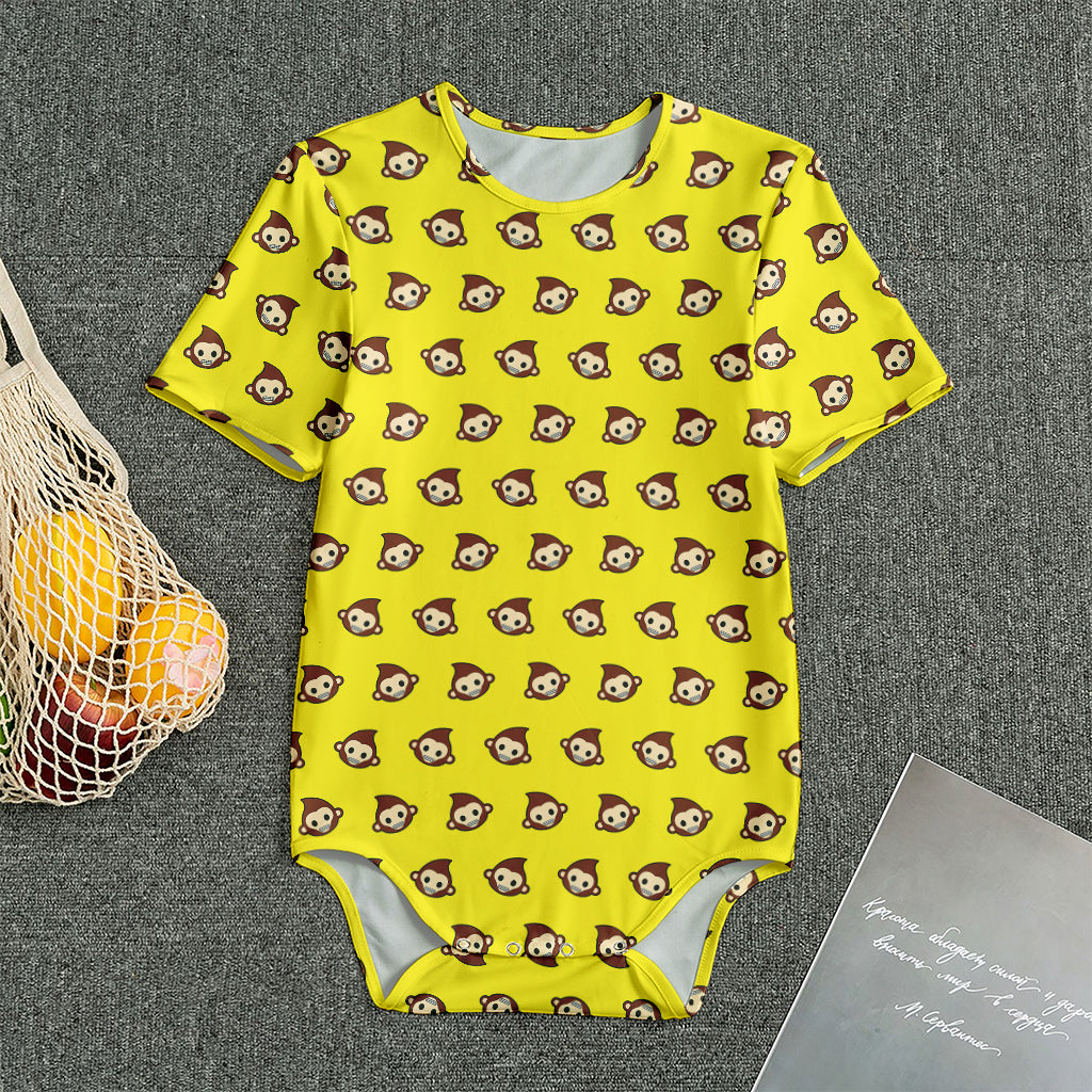 Monkey Emoji Pattern Print Men's Bodysuit