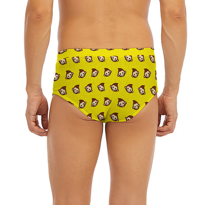Monkey Emoji Pattern Print Men's Briefs
