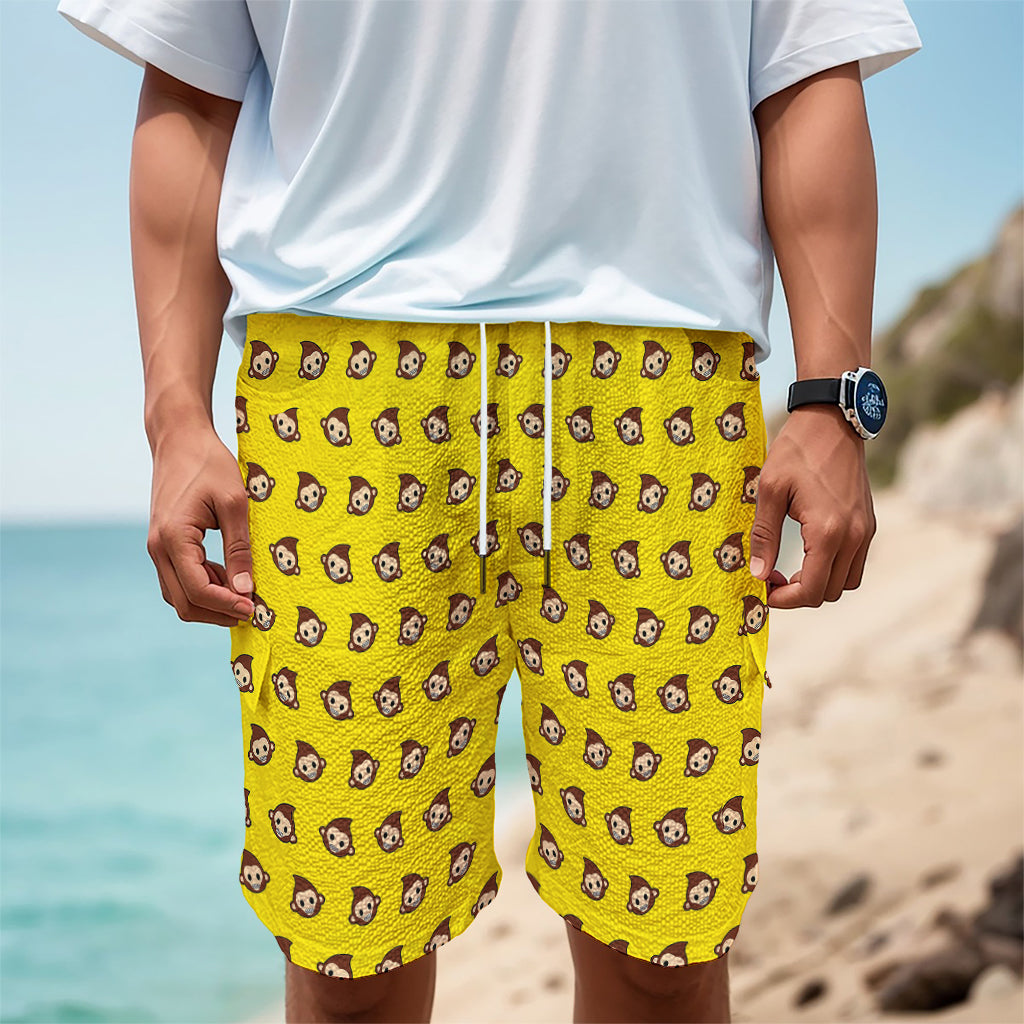 Monkey Emoji Pattern Print Men's Cargo Shorts