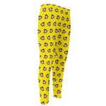 Monkey Emoji Pattern Print Men's Compression Pants