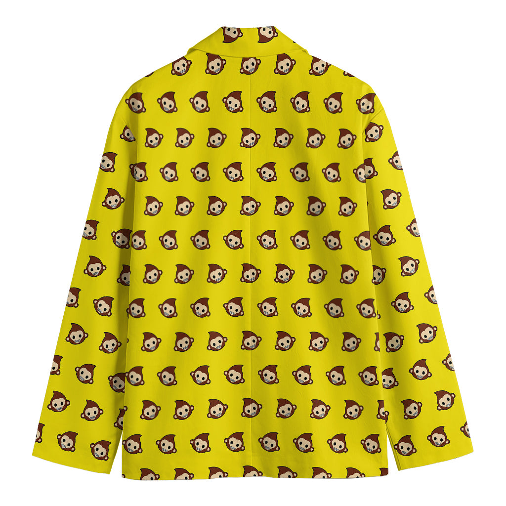 Monkey Emoji Pattern Print Men's Cotton Blazer