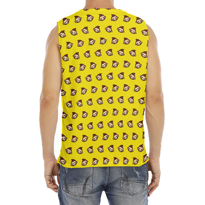 Monkey Emoji Pattern Print Men's Fitness Tank Top