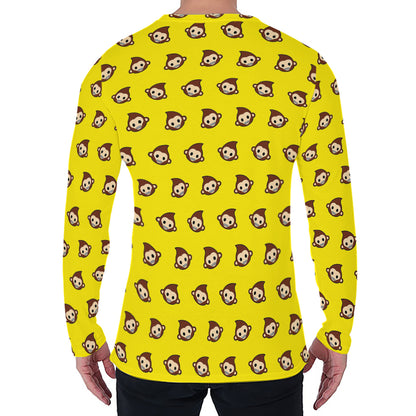 Monkey Emoji Pattern Print Men's Long Sleeve T-Shirt