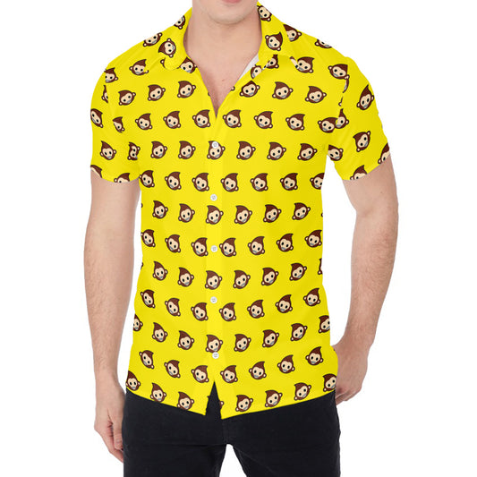 Monkey Emoji Pattern Print Men's Shirt