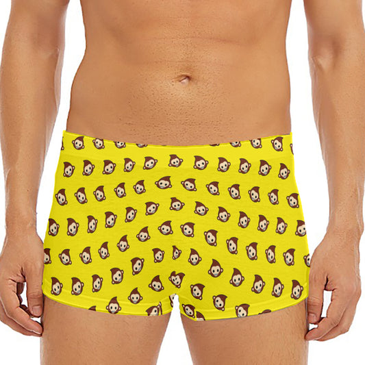 Monkey Emoji Pattern Print Men's Short Boxer Briefs