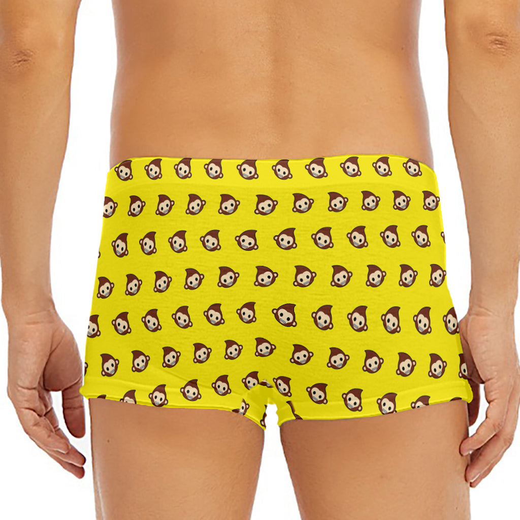 Monkey Emoji Pattern Print Men's Short Boxer Briefs