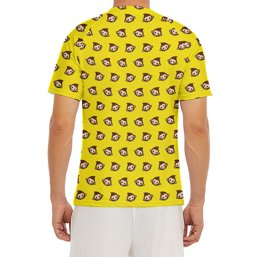 Monkey Emoji Pattern Print Men's Short Sleeve Rash Guard
