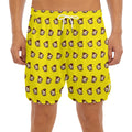 Monkey Emoji Pattern Print Men's Split Running Shorts