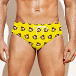 Monkey Emoji Pattern Print Men's Swim Briefs
