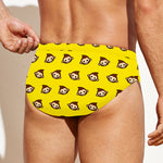 Monkey Emoji Pattern Print Men's Swim Briefs