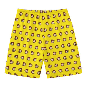 Monkey Emoji Pattern Print Men's Swim Trunks