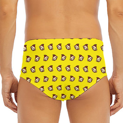 Monkey Emoji Pattern Print Men's Triangle Swim Briefs