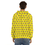 Monkey Emoji Pattern Print Men's Velvet Pullover Hoodie