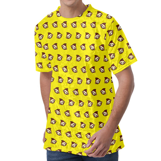 Monkey Emoji Pattern Print Men's Velvet T-Shirt