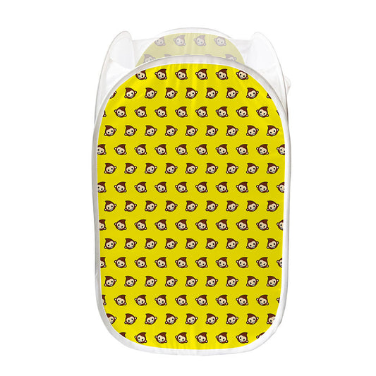 Monkey Emoji Pattern Print Mesh Laundry Hamper