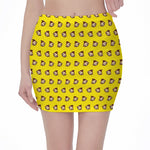 Monkey Emoji Pattern Print Pencil Mini Skirt