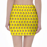 Monkey Emoji Pattern Print Pencil Mini Skirt