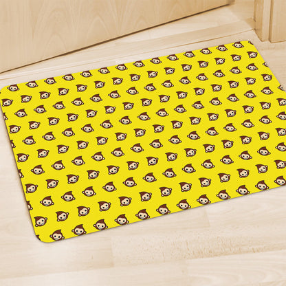 Monkey Emoji Pattern Print Polyester Doormat