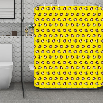 Monkey Emoji Pattern Print Polyester Shower Curtain