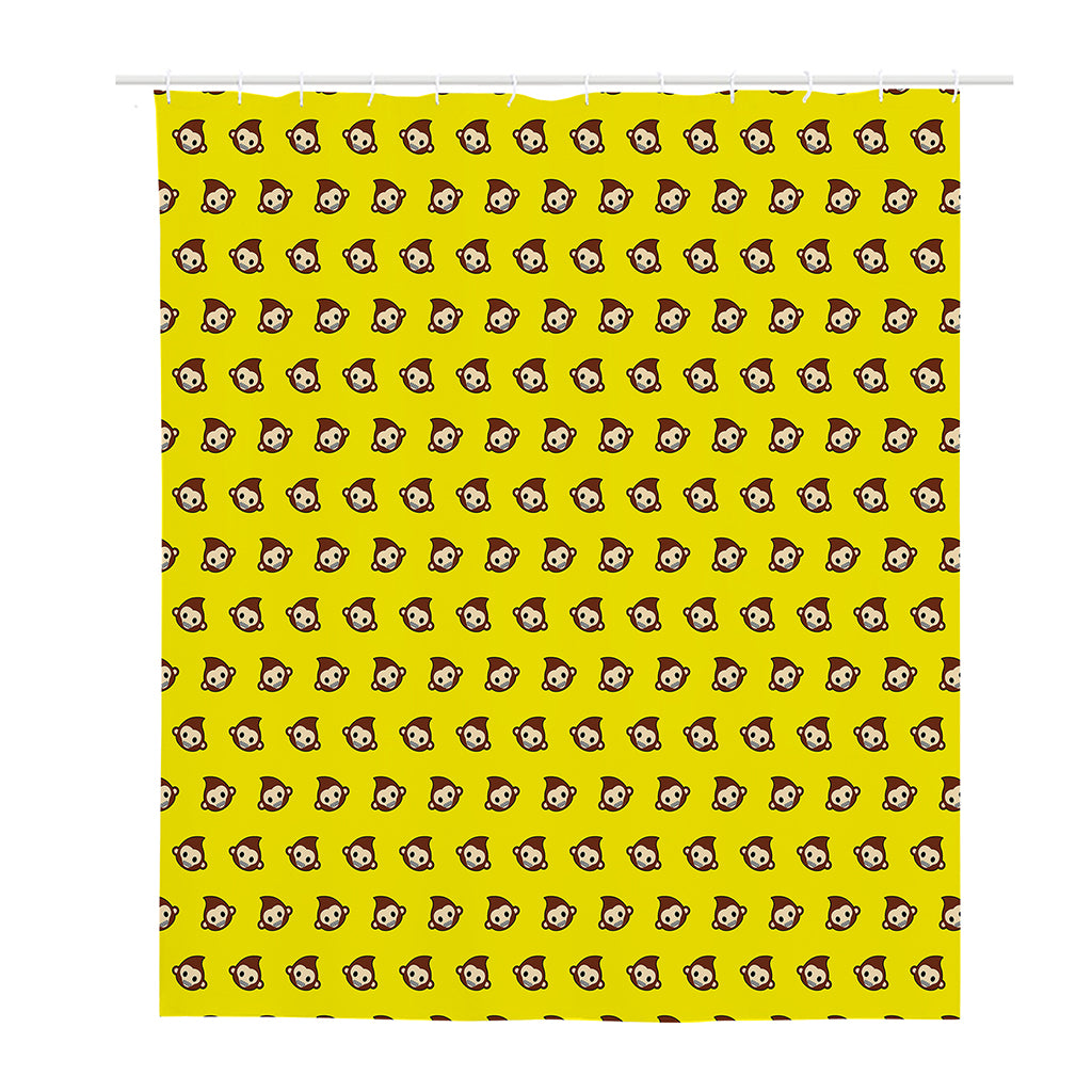 Monkey Emoji Pattern Print Polyester Shower Curtain
