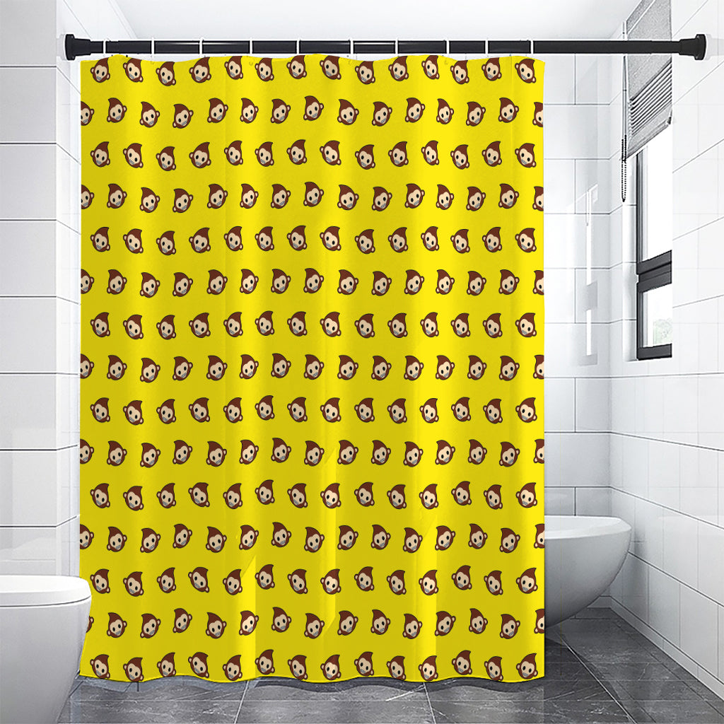 Monkey Emoji Pattern Print Premium Shower Curtain