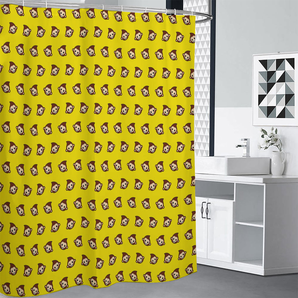 Monkey Emoji Pattern Print Premium Shower Curtain