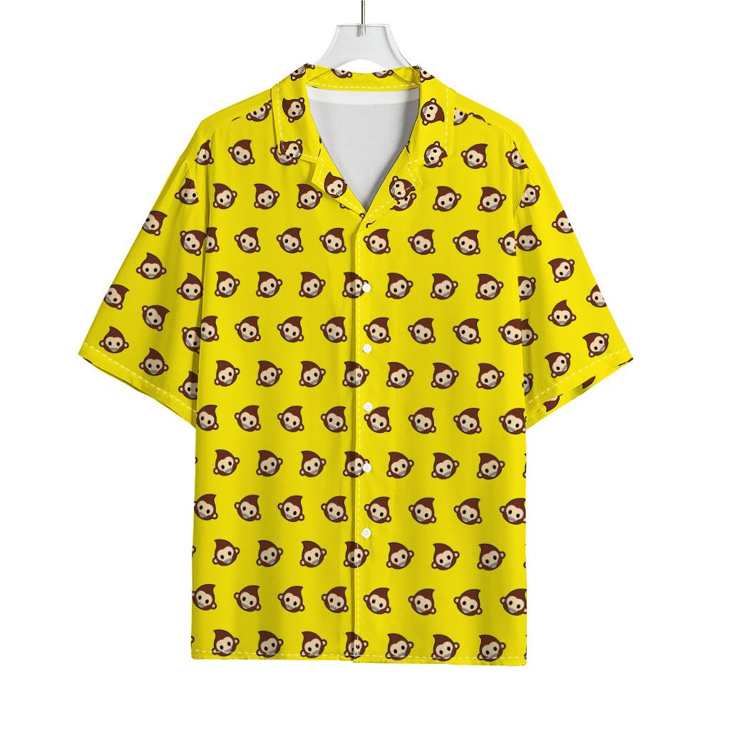 Monkey Emoji Pattern Print Rayon Hawaiian Shirt