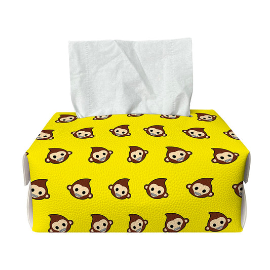 Monkey Emoji Pattern Print Rectangle Tissue Box Cover