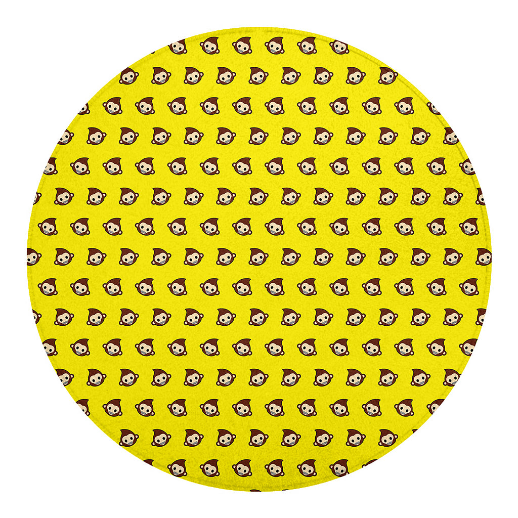 Monkey Emoji Pattern Print Round Blanket