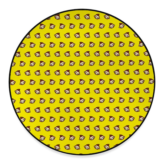Monkey Emoji Pattern Print Round Floor Mat
