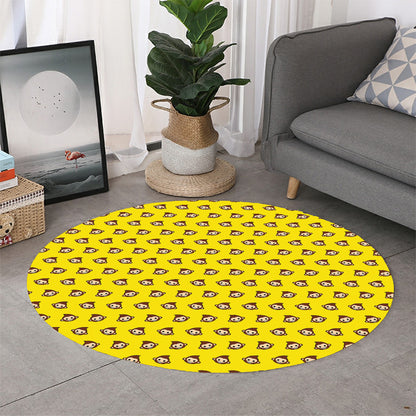 Monkey Emoji Pattern Print Round Rug