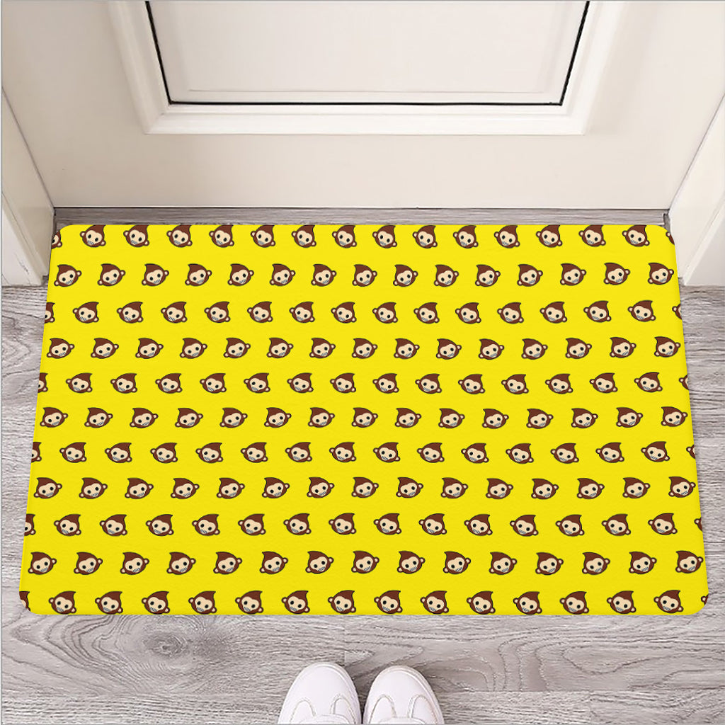 Monkey Emoji Pattern Print Rubber Doormat