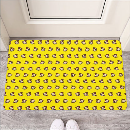 Monkey Emoji Pattern Print Rubber Doormat