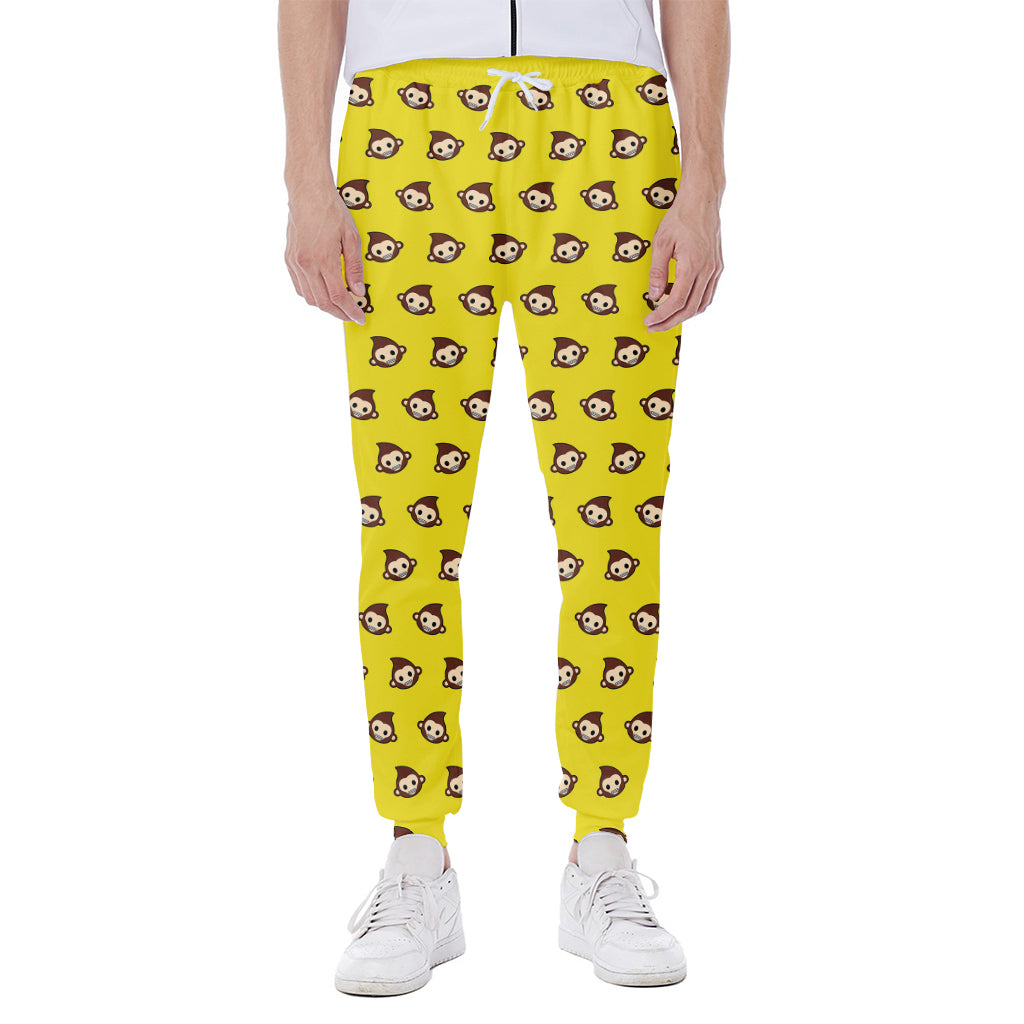 Monkey Emoji Pattern Print Scuba Joggers