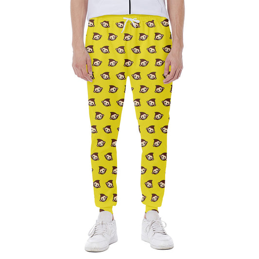 Monkey Emoji Pattern Print Scuba Joggers