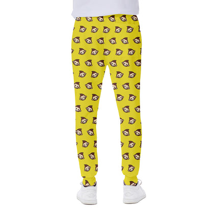 Monkey Emoji Pattern Print Scuba Joggers