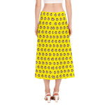 Monkey Emoji Pattern Print Side Slit Midi Skirt