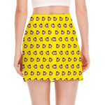 Monkey Emoji Pattern Print Side Slit Mini Skirt