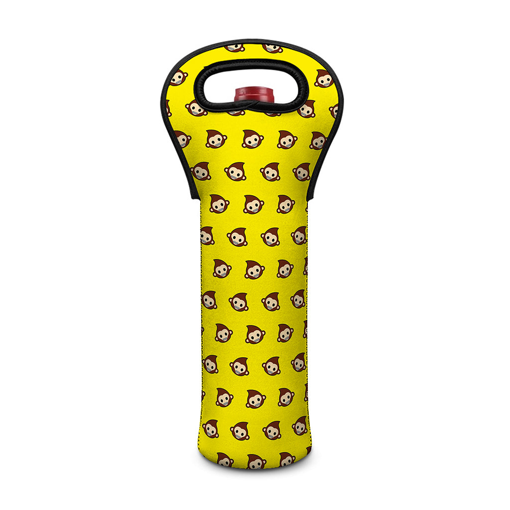 Monkey Emoji Pattern Print Single Neoprene Wine Tote