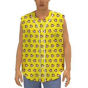 Monkey Emoji Pattern Print Sleeveless Baseball Jersey