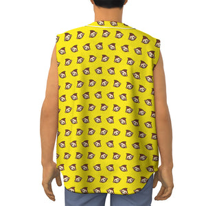 Monkey Emoji Pattern Print Sleeveless Baseball Jersey