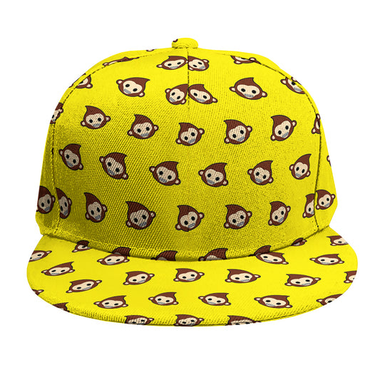 Monkey Emoji Pattern Print Snapback Cap