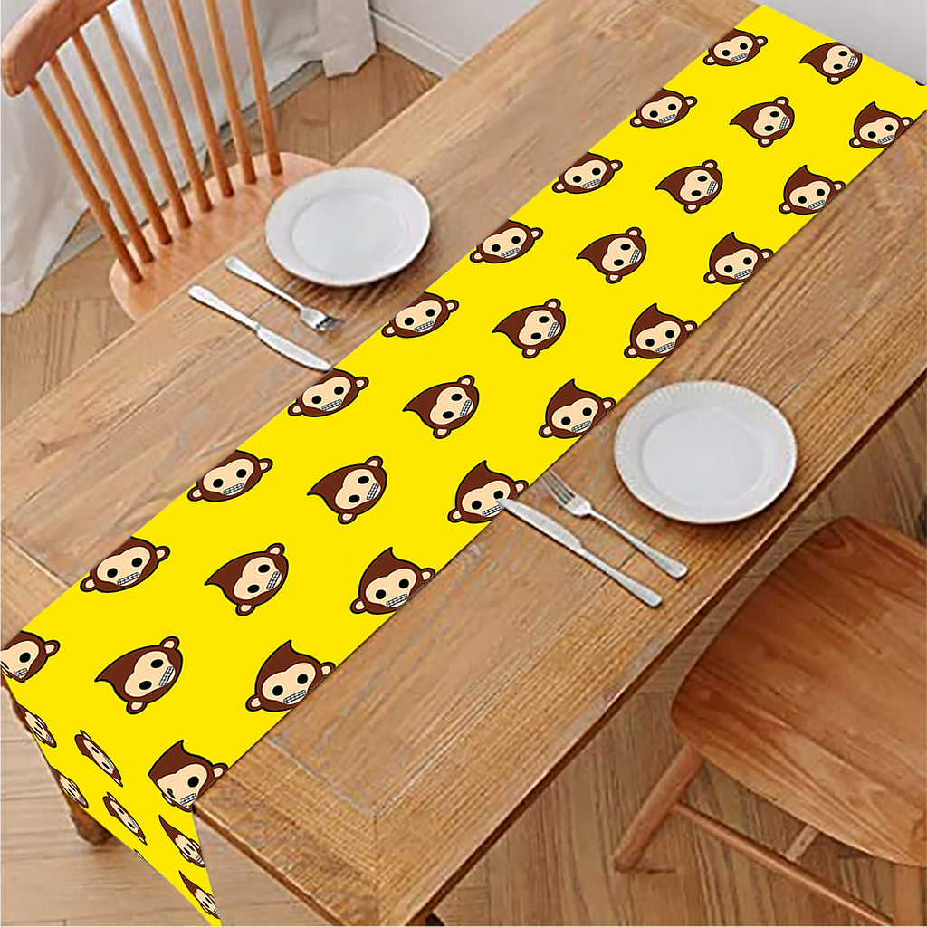 Monkey Emoji Pattern Print Table Runner