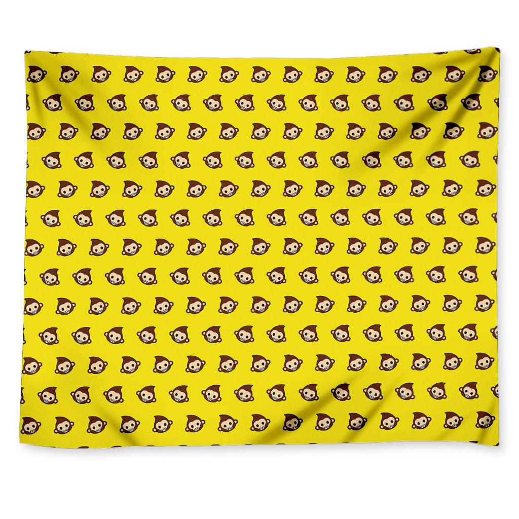 Monkey Emoji Pattern Print Tapestry